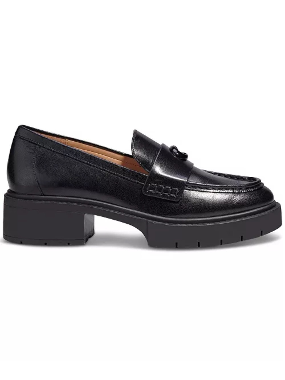 Coach Leah Loafer Black Leather Chunky Penny Loafers - Women - Picture 2 of 9